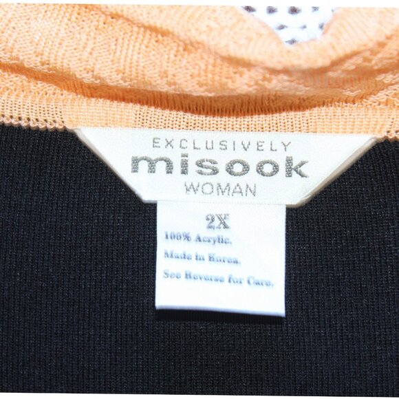 Exclusively Misook Black Cardigan Two Buttons 2X Pockets Stretch Modest Flowy - Picture 9 of 9